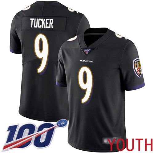 Baltimore Ravens Limited Black Youth Justin Tucker Alternate Jersey NFL Football #9 100th Season Vapor Untouchable